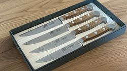 Oak/Walnut wood, steak knife set oak wood