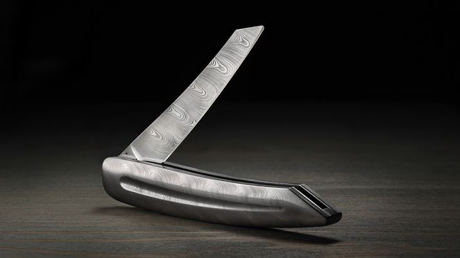 
                    Couteau de poche damas plein sknife knife avec lame, dos de la lame et manche entièrement fabriqué en damas